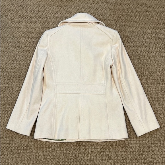 Vintage J. Crew Pea Coat size Small Cream Wool Blend Preppy Classic - Picture 3 of 17